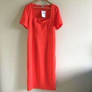 NEW ASOS Draped Neck Empire Waist Midi Dress‎ Sz 14